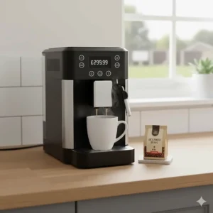 Alt text for image 9: A budget-friendly bean to cup coffee machine that offers high performance and value for money for UK home users.