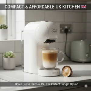 The compact Dolce Gusto Piccolo XS machine, an affordable choice for small UK kitchens.