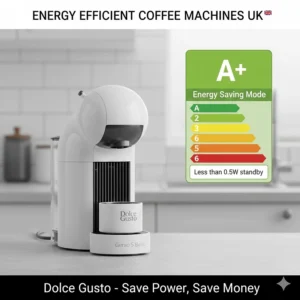 An illustration highlighting the energy-saving features of affordable Dolce Gusto models.