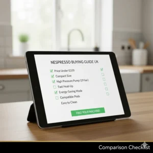 A helpful buying guide checklist for consumers looking to purchase the best value Nespresso machine on the UK market.