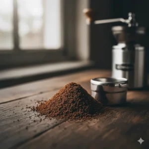 Finely ground coffee beans suitable for espresso produced by the 1Zpresso JX-Pro, showing uniform particle distribution.