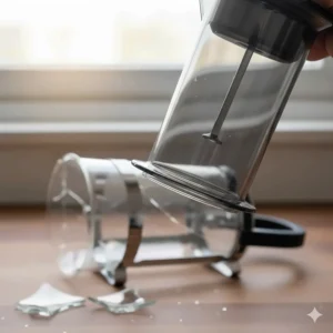 A detailed shot of the durable, shatterproof construction, highlighting why it is safer than a glass cafetiere.