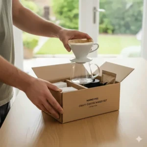 Unboxing the Hario V60 craft coffee maker set, a top-rated starter kit for UK home baristas.