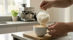 A close-up photograph showing the simple battery-loading mechanism of a handheld frother, highlighting the ease of use for home baristas.