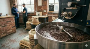 Alt text for image 4: Automatic bean-to-cup coffee machine in a British kitchen dispensing espresso from affordable whole beans.