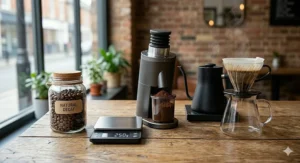 A detailed, photorealistic map illustration highlighting the primary sustainable, ethical regions in Africa and South America where high-quality natural decaf coffee beans are ethically sourced