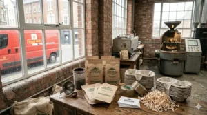 Eco-friendly, biodegradable coffee packaging options used by independent coffee roasters to promote sustainability.
