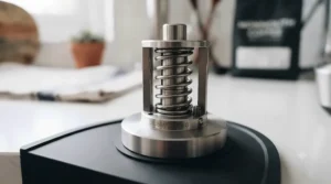 Barista demonstrating how the best calibrated tamper ensures a perfectly level coffee bed.