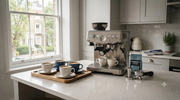 A sleek set of the best espresso cups arranged on a modern kitchen counter, showcasing stylish ceramic design for daily coffee rituals. best espresso cups