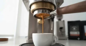 Evenly extracted espresso stream from a bottomless portafilter after using the best Wdt tool.