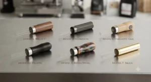 Side-by-side comparison of different espresso distribution needles to find the best Wdt tool.