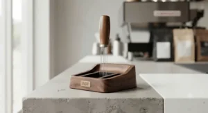 The best Wdt tool resting neatly in its self-aligning magnetic stand on a kitchen countertop.