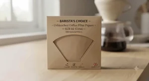 A retail packet of disposable coffee filter papers available in the UK for under £10.