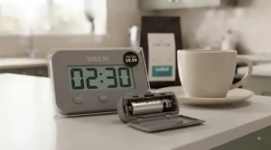 A small, battery-powered digital timer ideal for timing coffee brewing routines.