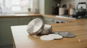 Travel-friendly AeroPress accessories including a small tin case filled with spare paper filters.